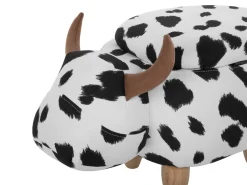 Tamborete Em Tecido Malhado Branco E Preto Com Arrumação Cow