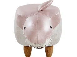 Tamborete Em Tecido Rosa E Branco Shark