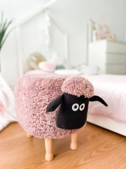 Tamborete Em Tecido Rosa Com Arrumação Sheep