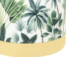 Tamborete Em Veludo Branco E Verde Com Arrumação Harrison