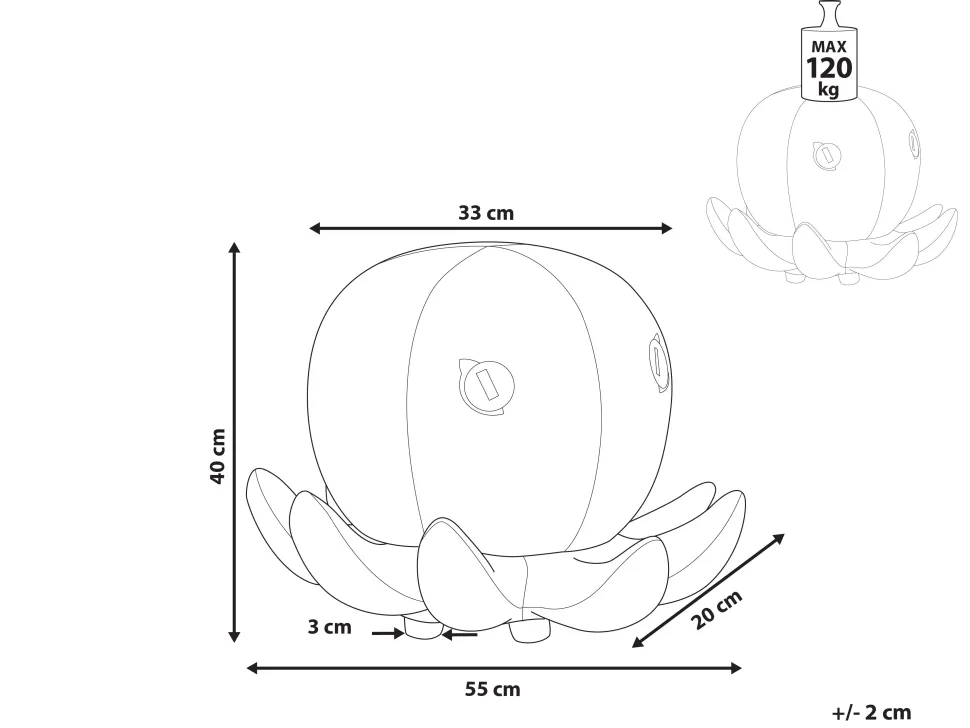 Tamborete Em Veludo Castanho Octopus