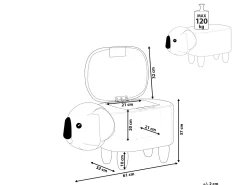 Tamborete Em Veludo Cinzento Com Arrumação Coala