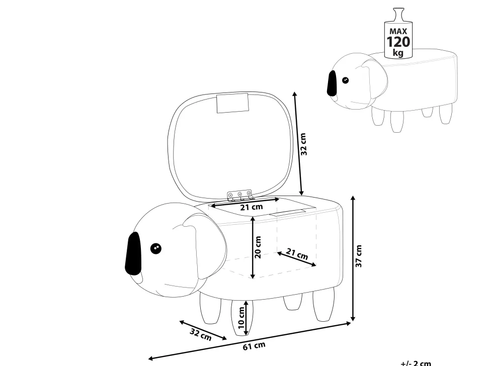 Tamborete Em Veludo Cinzento Com Arrumação Coala