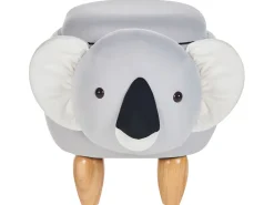 Tamborete Em Veludo Cinzento Com Arrumação Coala