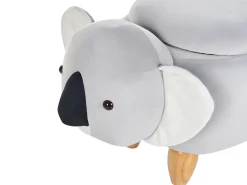 Tamborete Em Veludo Cinzento Com Arrumação Coala