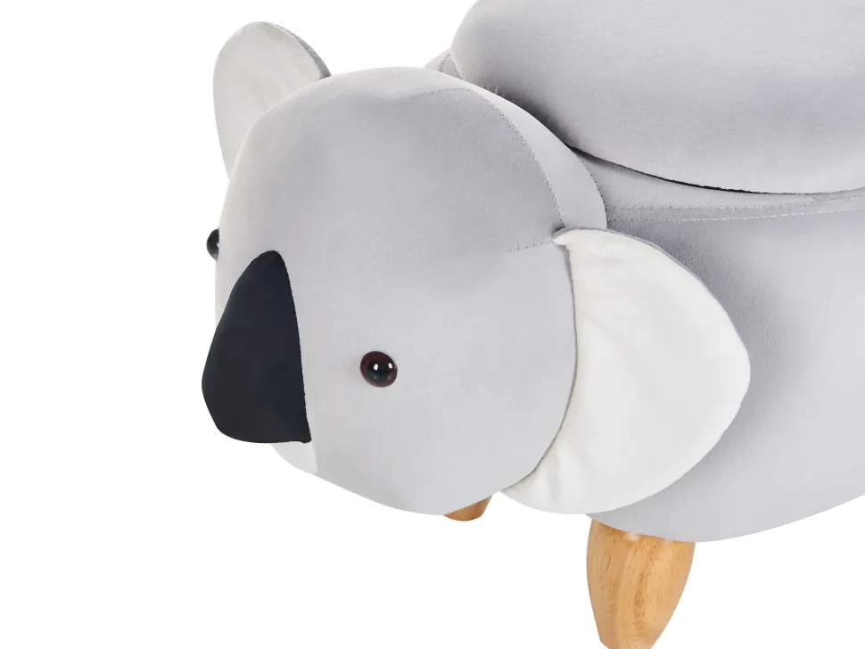 Tamborete Em Veludo Cinzento Com Arrumação Coala