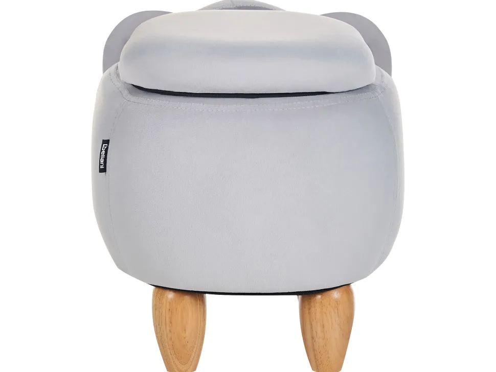 Tamborete Em Veludo Cinzento Com Arrumação Coala