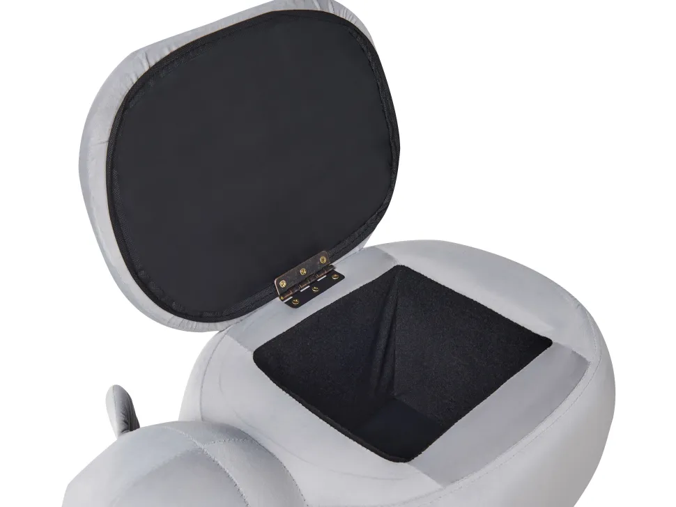 Tamborete Em Veludo Cinzento Com Arrumação Coala