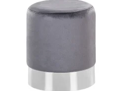 Tamborete Em Veludo Cinzento Brigitte