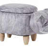 Tamborete Em Veludo Cinzento Pug