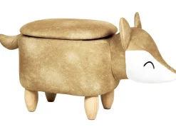 Tamborete Em Veludo Laranja Com Arrumação Fox