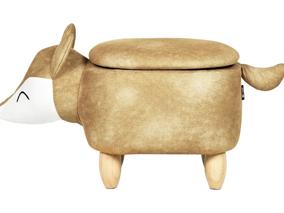 Tamborete Em Veludo Laranja Com Arrumação Fox