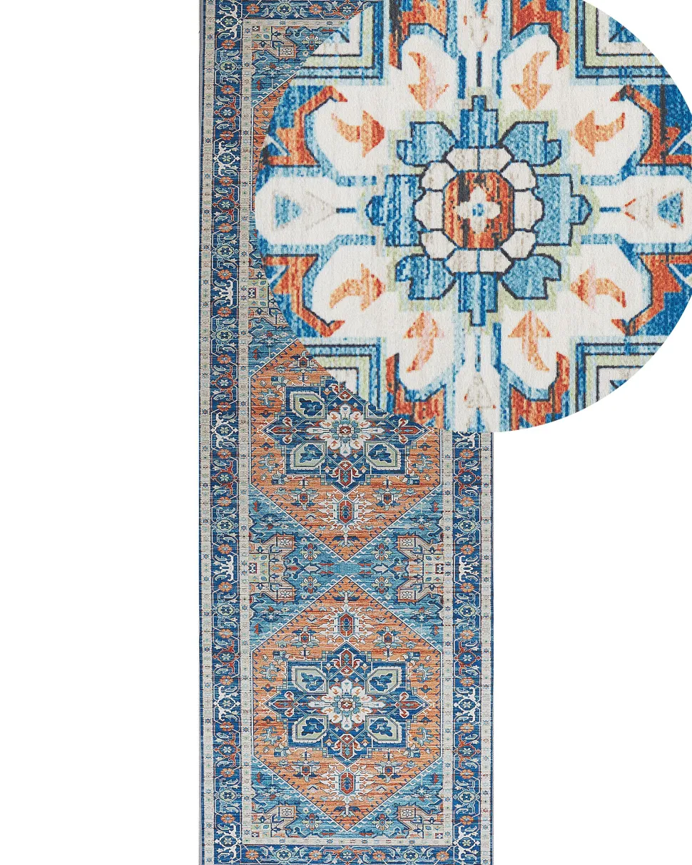 Tapete Azul E Laranja 80 X 240 Cm Ritapuram