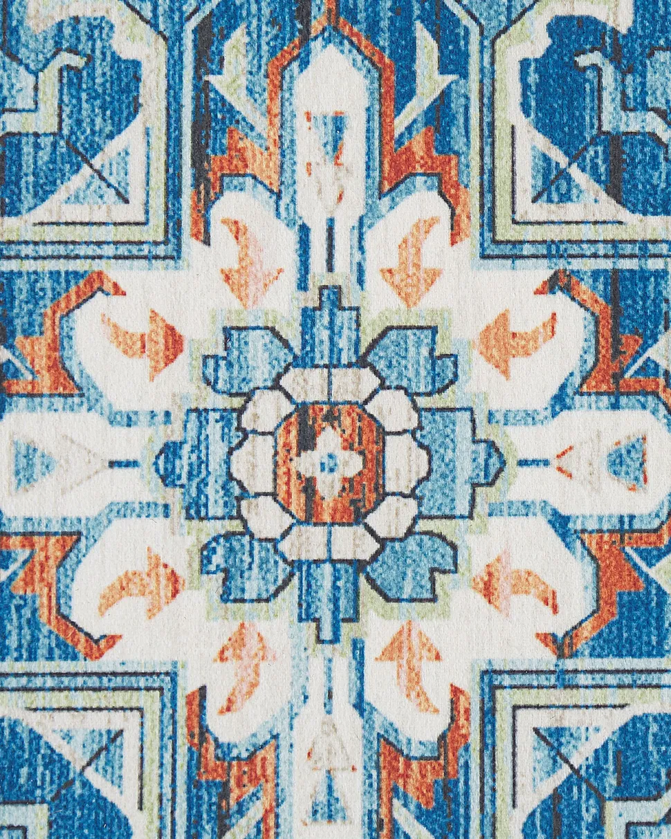 Tapete Azul E Laranja 80 X 240 Cm Ritapuram