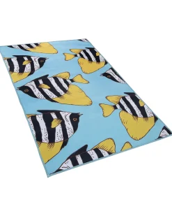 Tapete Com Padrao De Peixes 80 X 140 Cm Fizme