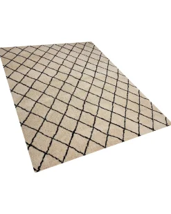 Tapete Creme E Preto 140 X 200 Cm Midyat Ii