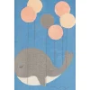 Tapete De Algodao Azul Com Impressao De Baleia 80 X 150 Cm Balabang