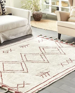 Tapete De Algodao Branco E Vermelho 160 X 230 Cm Kenitra