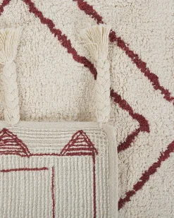 Tapete De Algodao Branco E Vermelho 160 X 230 Cm Kenitra