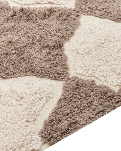 Tapete De Algodao Castanho E Creme 160 X 230 Cm Sinop