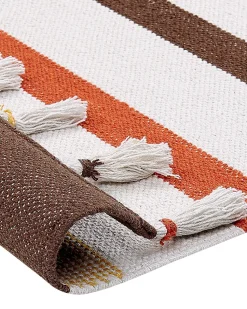 Tapete De Algodao Castanho E Creme Claro 160 X 230 Cm Hisarli