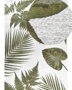 Tapete De Algodao Com Motivo De Folhas Verde 200 X 300 Cm Barzah