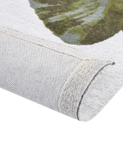 Tapete De Algodao Com Motivo De Folhas Verde 200 X 300 Cm Barzah