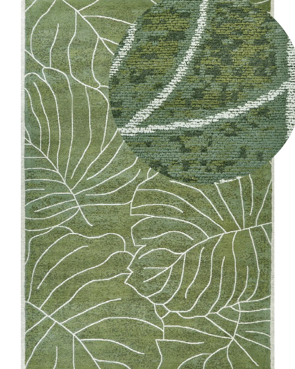 Tapete De Algodao Com Padrao De Planta Verde 200 X 300 Cm Sarmin