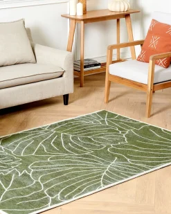 Tapete De Algodao Com Padrao De Planta Verde 200 X 300 Cm Sarmin