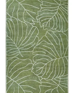 Tapete De Algodao Com Padrao De Planta Verde 200 X 300 Cm Sarmin