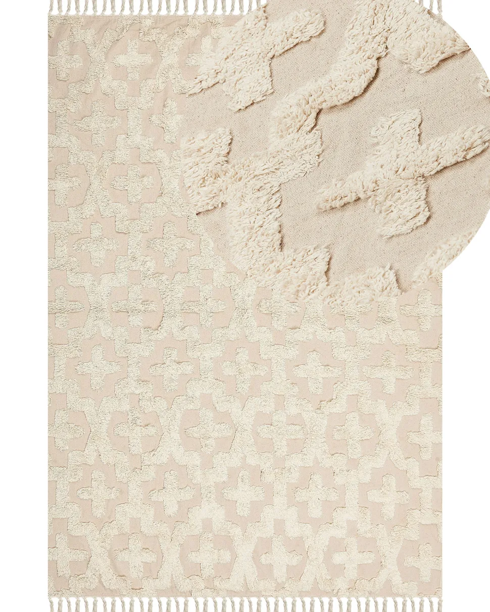 Tapete De Algodao Creme 160 X 230 Cm Itanagar