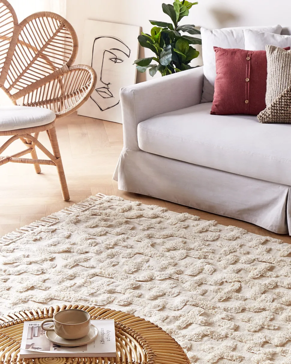 Tapete De Algodao Creme 160 X 230 Cm Itanagar