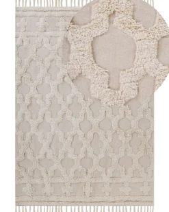 Tapete De Algodao Creme 160 X 230 Cm Suluova