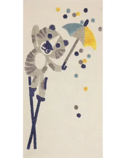 Tapete De Algodao Creme Com Impressao Animal 80 X 150 Cm Singkil