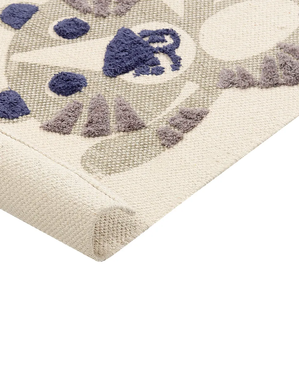 Tapete De Algodao Creme Com Impressao Animal 80 X 150 Cm Singkil