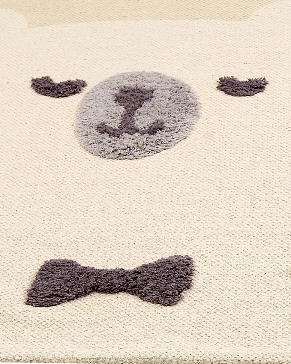 Tapete De Algodao Creme Com Impressao De Urso 80 X 150 Cm Simau