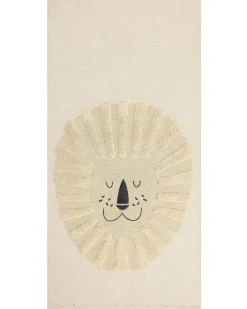 Tapete De Algodao Creme Com Impressao De Leao 80 X 150 Cm Balari