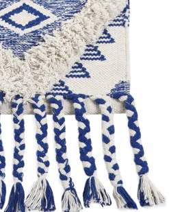 Tapete De Algodao Creme Claro E Azul 140 X 200 Cm Manavgat