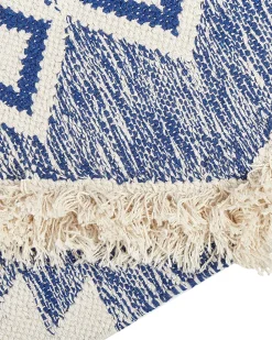 Tapete De Algodao Creme Claro E Azul 140 X 200 Cm Manavgat