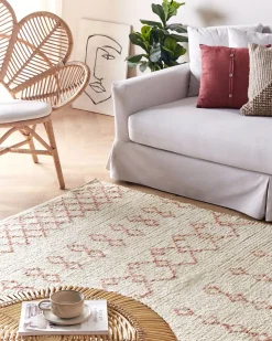 Tapete De Algodao Creme E Rosa 160 X 230 Cm Buxar