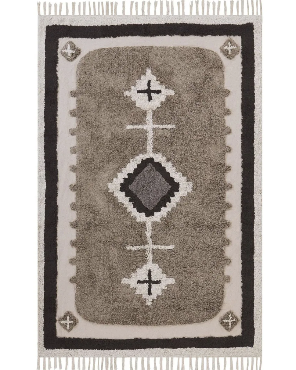 Tapete De Algodao Creme E Castanho 160 X 230 Cm Geyve