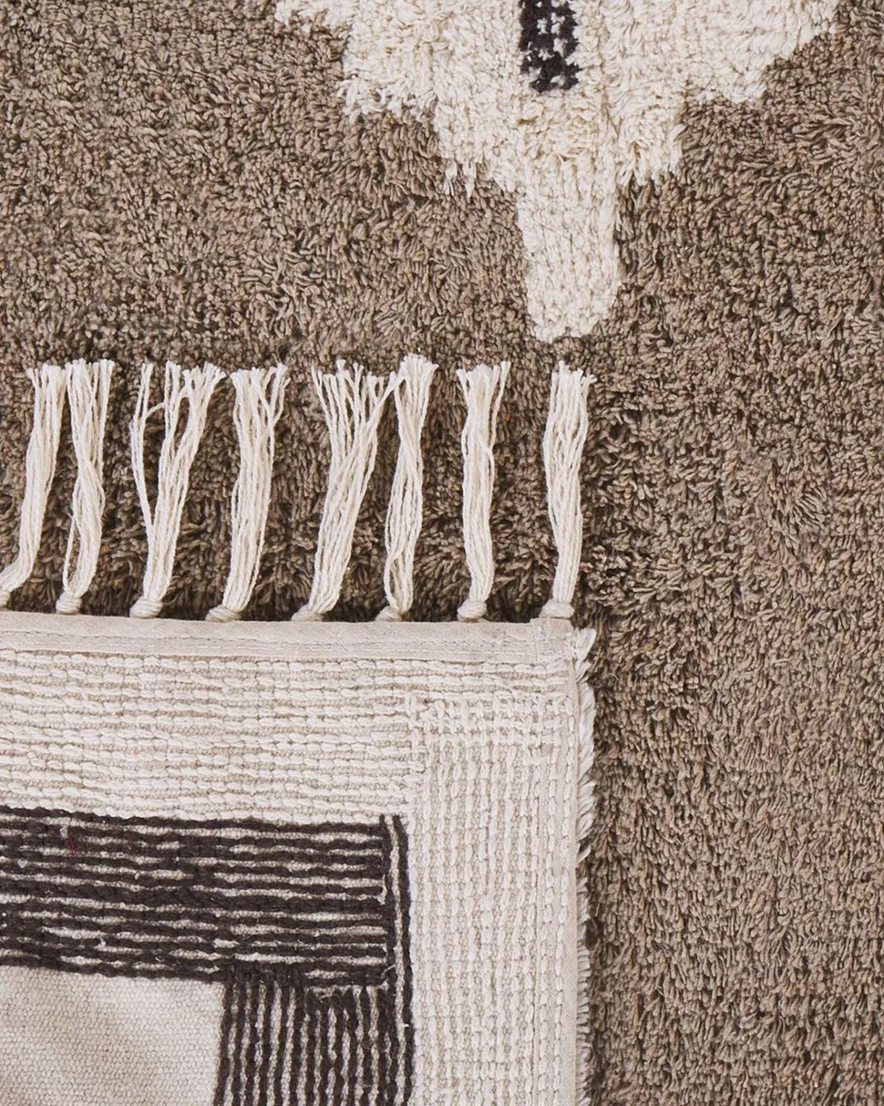 Tapete De Algodao Creme E Castanho 160 X 230 Cm Geyve