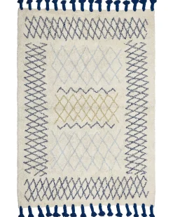 Tapete De Algodao Creme E Azul 160 X 230 Cm Erzincan