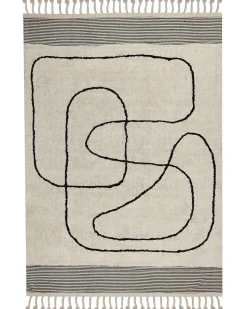 Tapete De Algodao Creme E Preto 160 X 230 Cm Dokuz