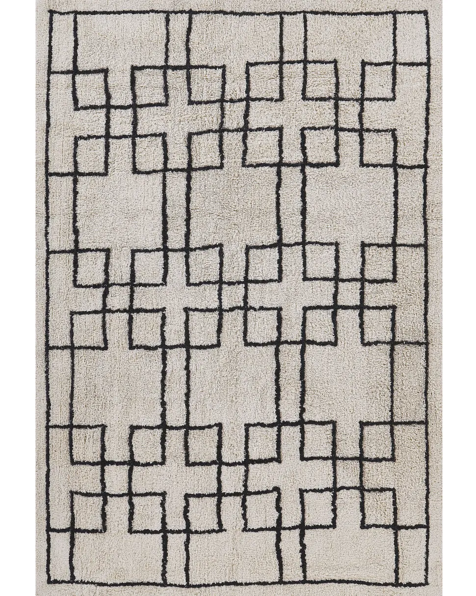 Tapete De Algodao Creme E Preto 160 X 230 Cm Turhal
