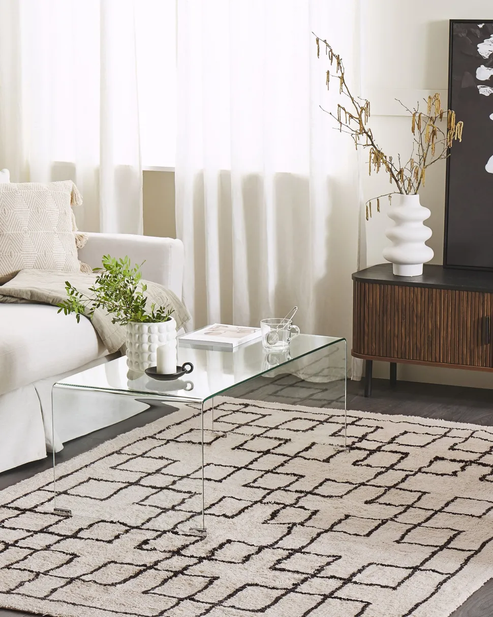 Tapete De Algodao Creme E Preto 160 X 230 Cm Turhal