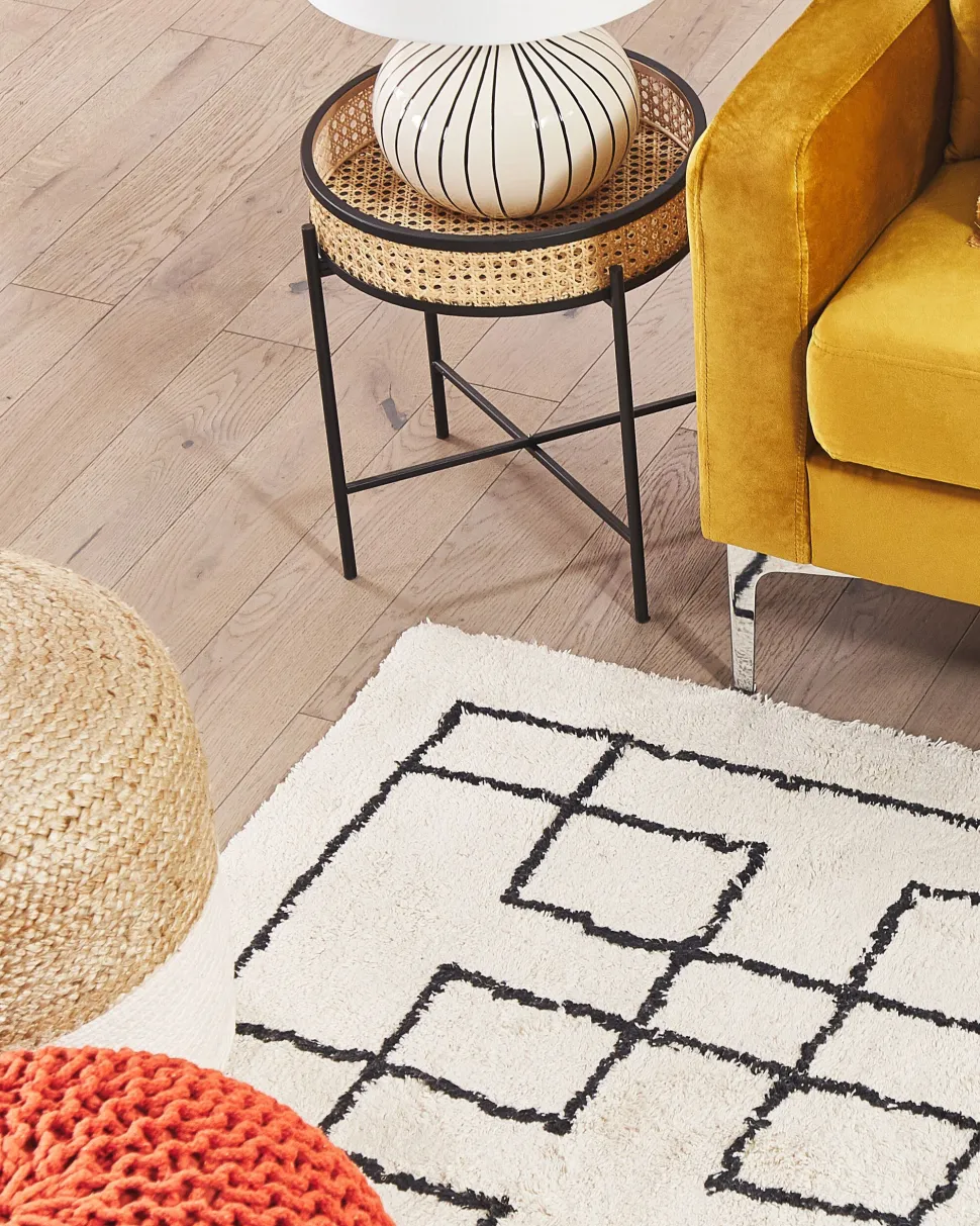 Tapete De Algodao Creme E Preto 160 X 230 Cm Turhal