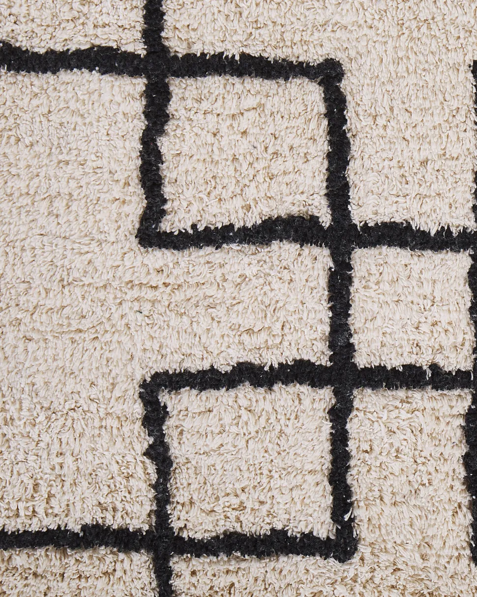 Tapete De Algodao Creme E Preto 160 X 230 Cm Turhal