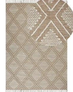 Tapete De Algodao Creme E Branco 160 X 230 Cm Kacem