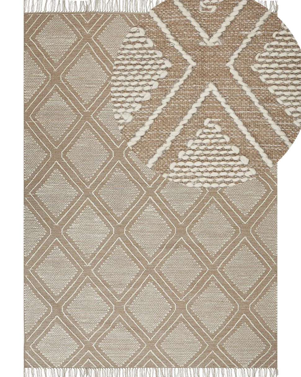 Tapete De Algodao Creme E Branco 160 X 230 Cm Kacem